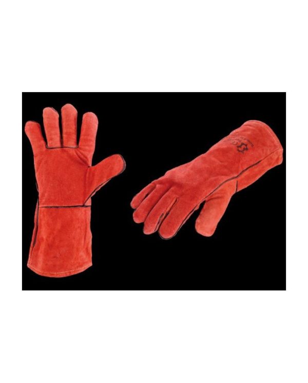 Gants de soudeur en croûte de vachette rouge – Image 3